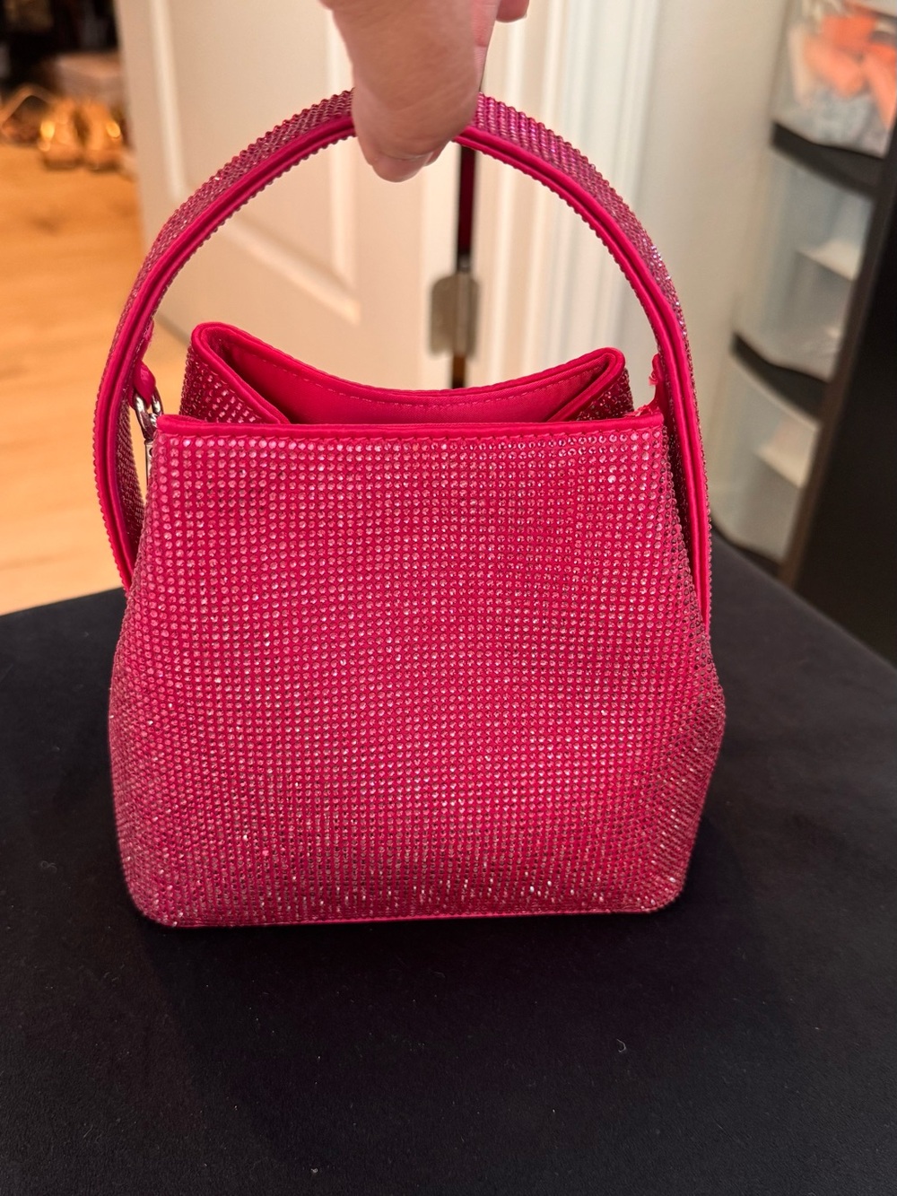 Zara Hot Pink Crystal Mini Top-Handle Bag